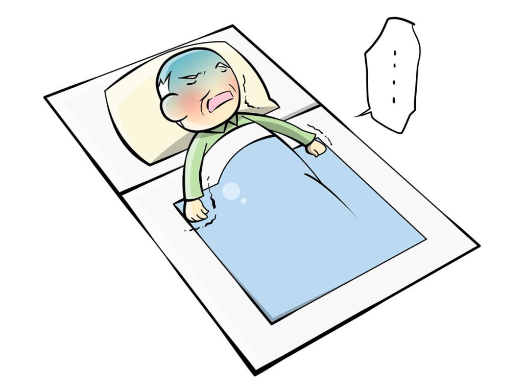 睡眠時無呼吸症候群を起こしている男性のイラスト